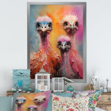 Ostrich Whimsy Portraits - Multi-Color Ostriches Wall Art