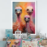 Ostrich Whimsy Portraits - Multi-Color Ostriches Wall Art