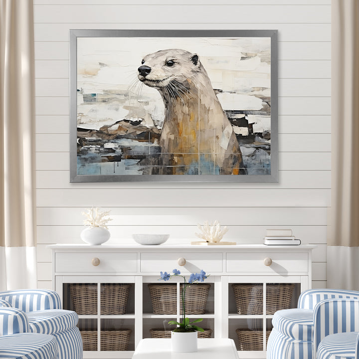Otter Playfulness Magic - Otter Large Canvas Wall Art