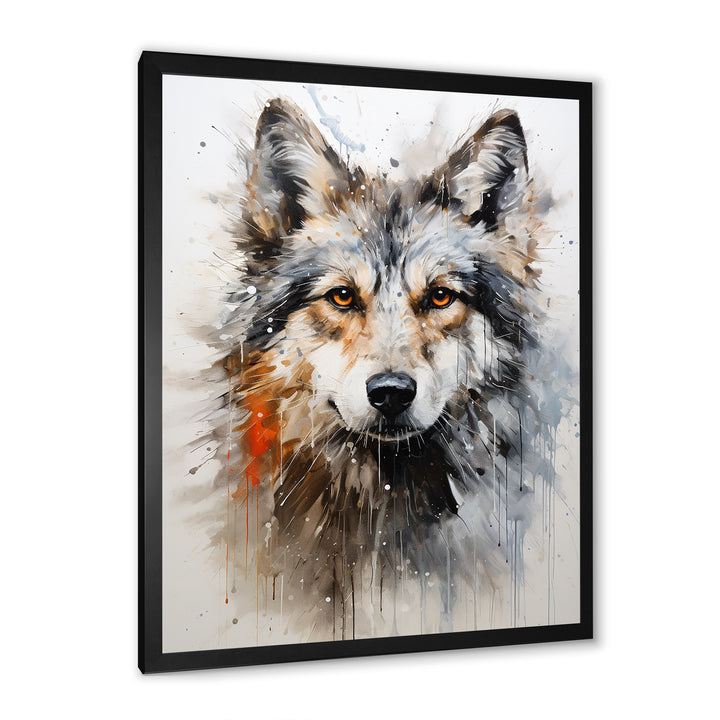 Curious Wolf Portrait - Wolf Living Room Wall Art