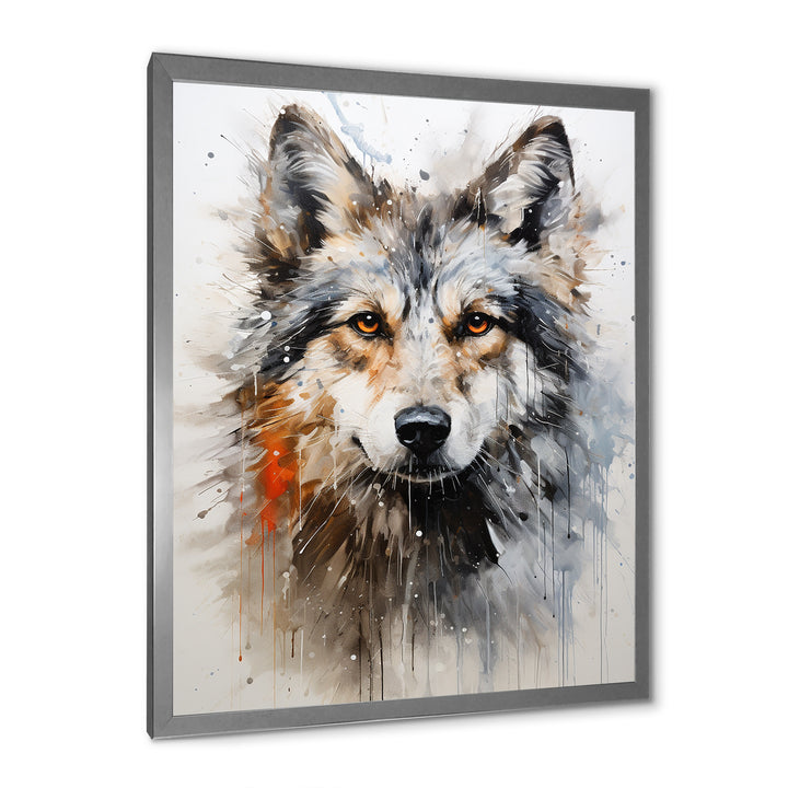 Curious Wolf Portrait - Wolf Living Room Wall Art