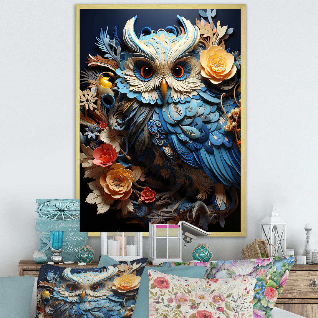Mysterious Owl Blooms - Owl Bedroom Wall Art