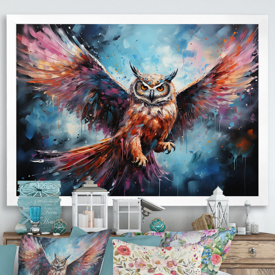 Dreamy Owls In Flight - Owl Home Decor Art