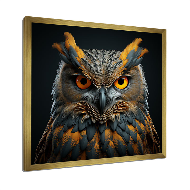 Owl Expressionist Gaze - Owl Living Room Wall Art