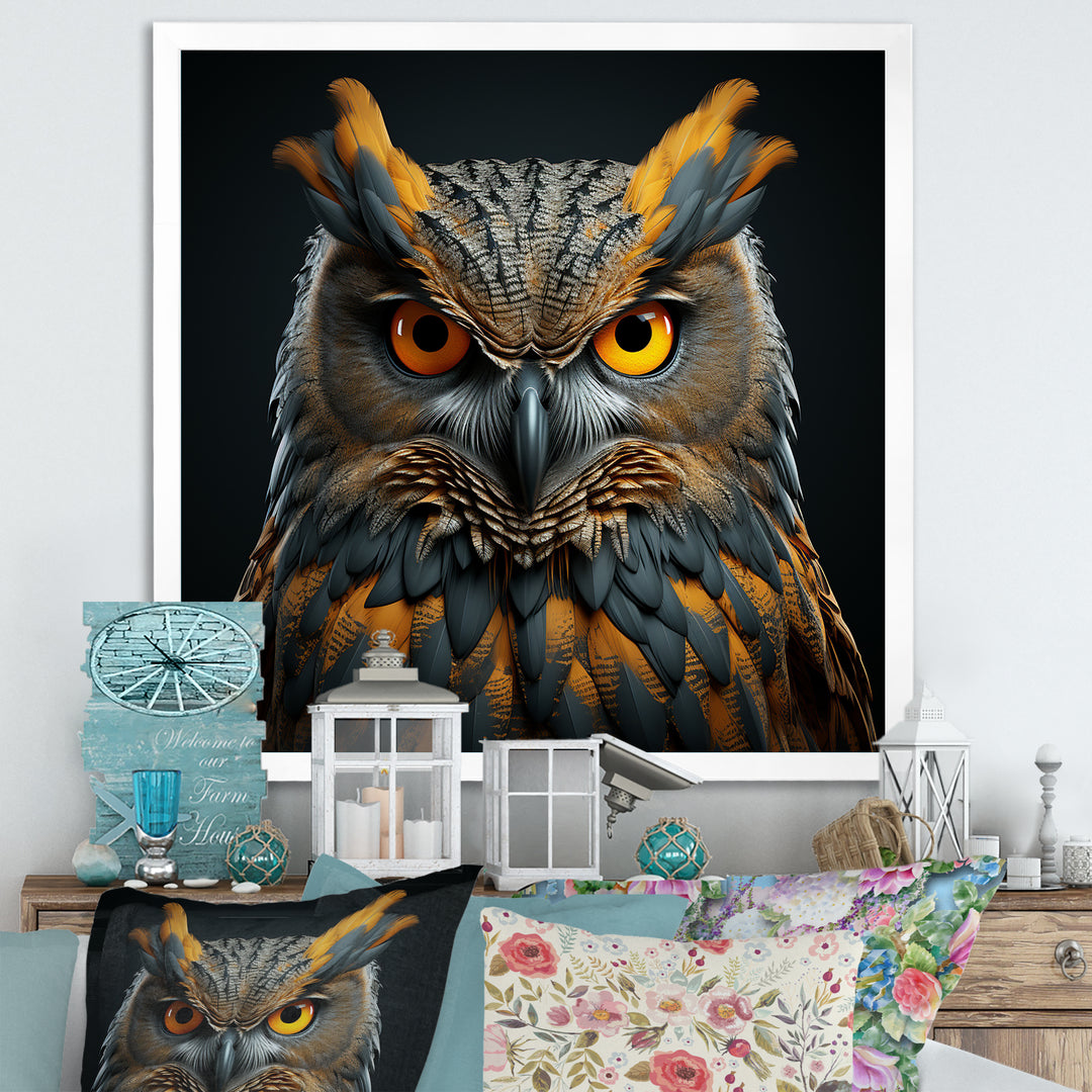 Owl Expressionist Gaze - Owl Living Room Wall Art
