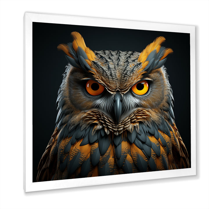 Owl Expressionist Gaze - Owl Living Room Wall Art