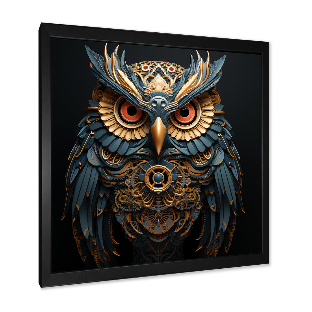 Teal And Gold Baroque Golden Guardian Owl - Owl Wall Decor