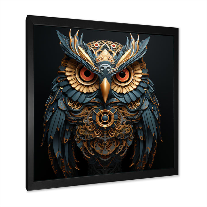 Teal And Gold Baroque Golden Guardian Owl - Owl Wall Decor