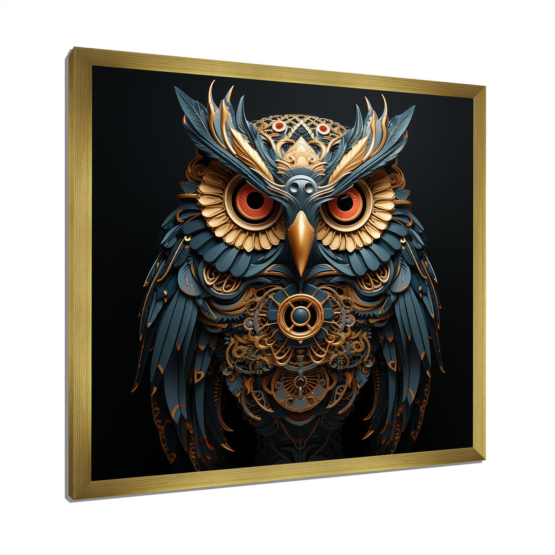 Teal And Gold Baroque Golden Guardian Owl - Owl Wall Decor