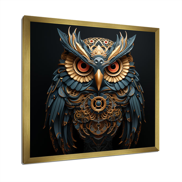 Teal And Gold Baroque Golden Guardian Owl - Owl Wall Decor