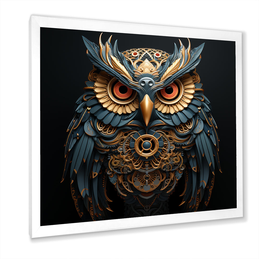 Teal And Gold Baroque Golden Guardian Owl - Owl Wall Decor