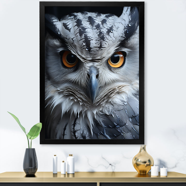 Monochrome Gaze Enlightenment - Yellow Owl Wall Art