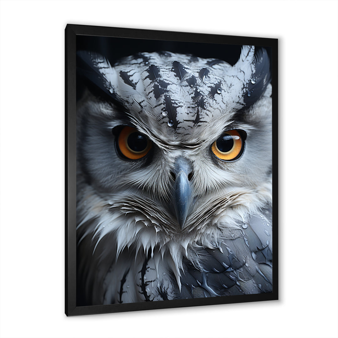 Monochrome Gaze Enlightenment - Yellow Owl Wall Art