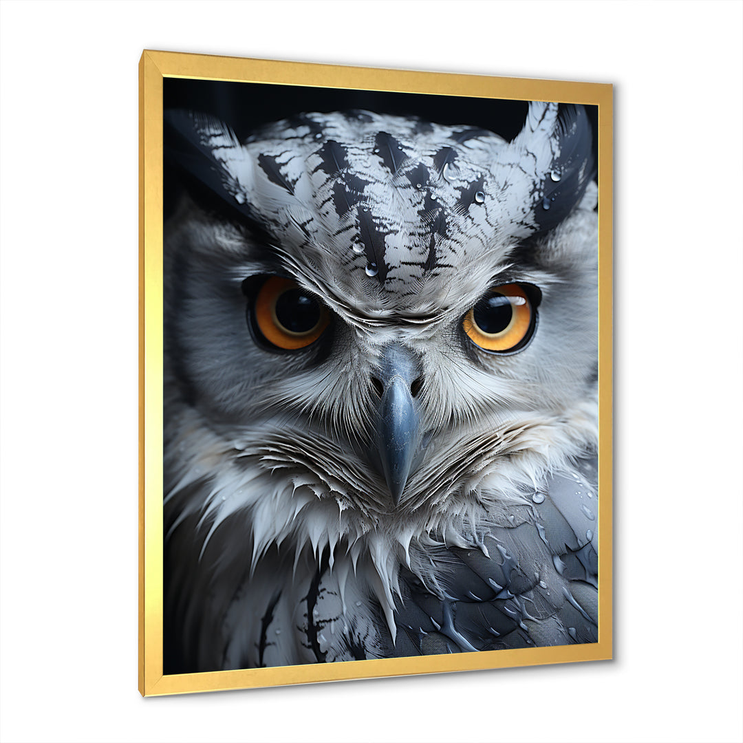 Monochrome Gaze Enlightenment - Yellow Owl Wall Art