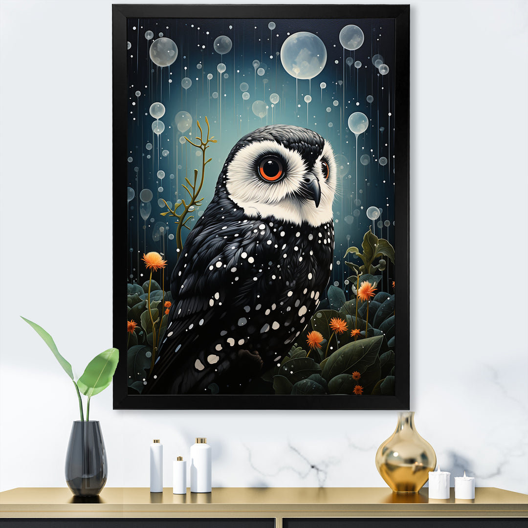 Noir Watcher Owl At Twilight - Black Owl Wall Art
