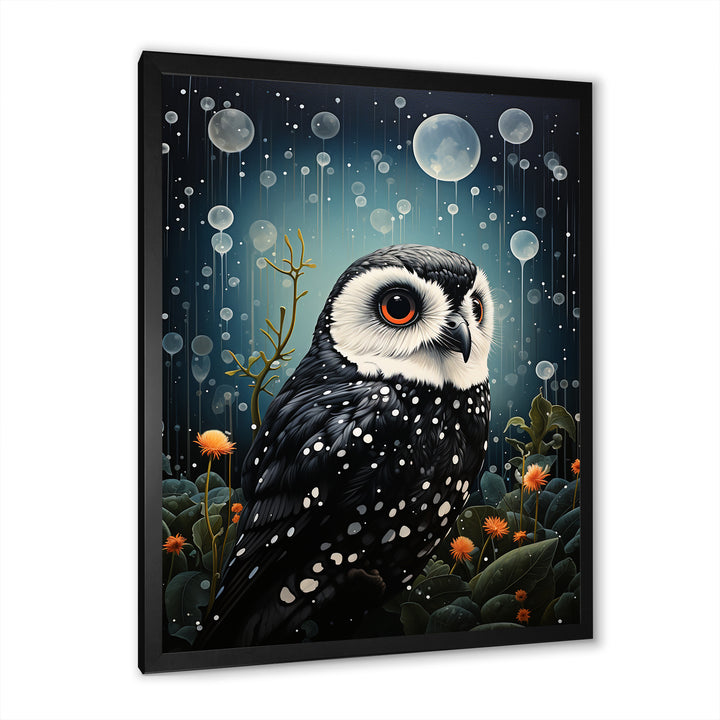 Noir Watcher Owl At Twilight - Black Owl Wall Art