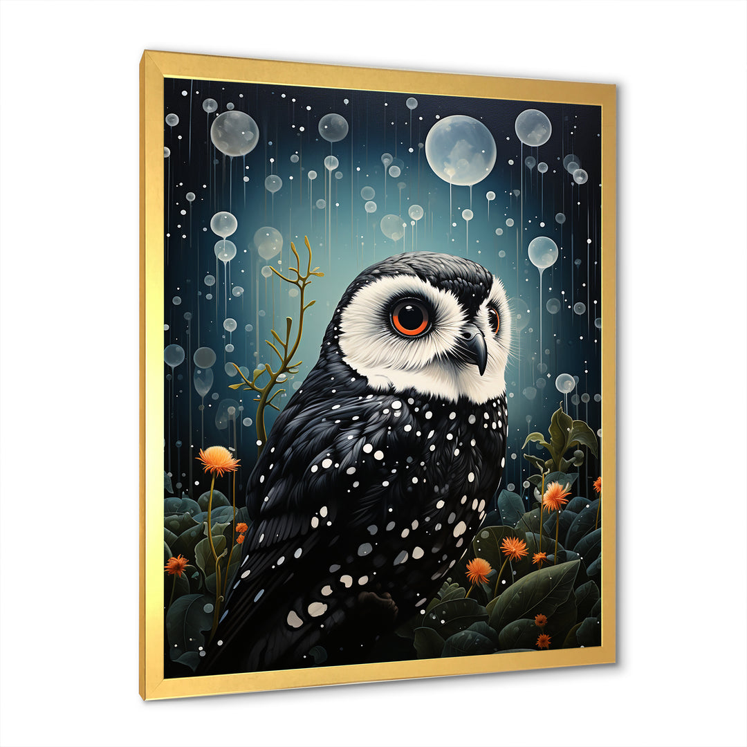 Noir Watcher Owl At Twilight - Black Owl Wall Art