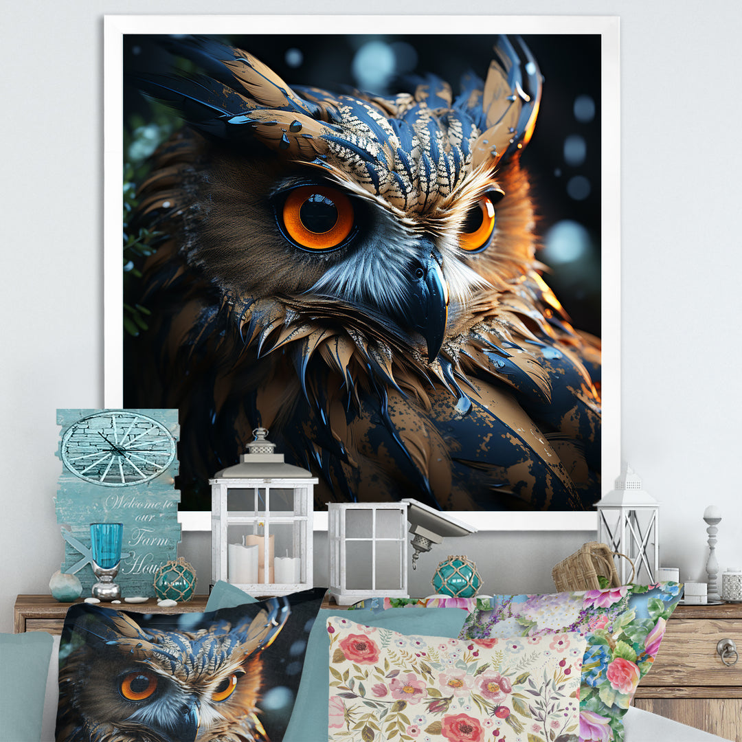 Surrealism Owl Night S Wisdom Keepers - Yellow Owl Wall Art