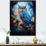 Blue Owls Moonlight Realm - Owl Framed Canvas Art