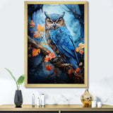Blue Owls Moonlight Realm - Owl Framed Canvas Art
