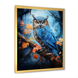 Blue Owls Moonlight Realm - Owl Framed Canvas Art