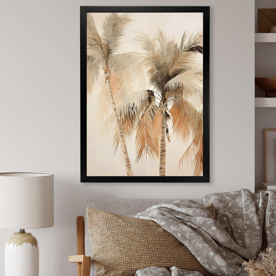Minimalism Vintage Tropical Tranquility Palm Trees II - Floral Canvas Wall Art
