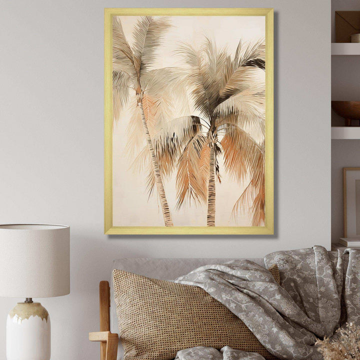 Minimalism Vintage Tropical Tranquility Palm Trees II - Floral Canvas Wall Art