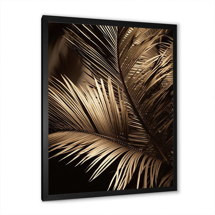 Sepia Serenity Palm Leaves I - Floral Canvas Wall Art