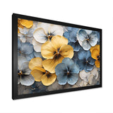 Elegant Yellow And Blue Pansy Petals - Floral Canvas Wall Art