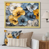 Elegant Yellow And Blue Pansy Petals - Floral Canvas Wall Art