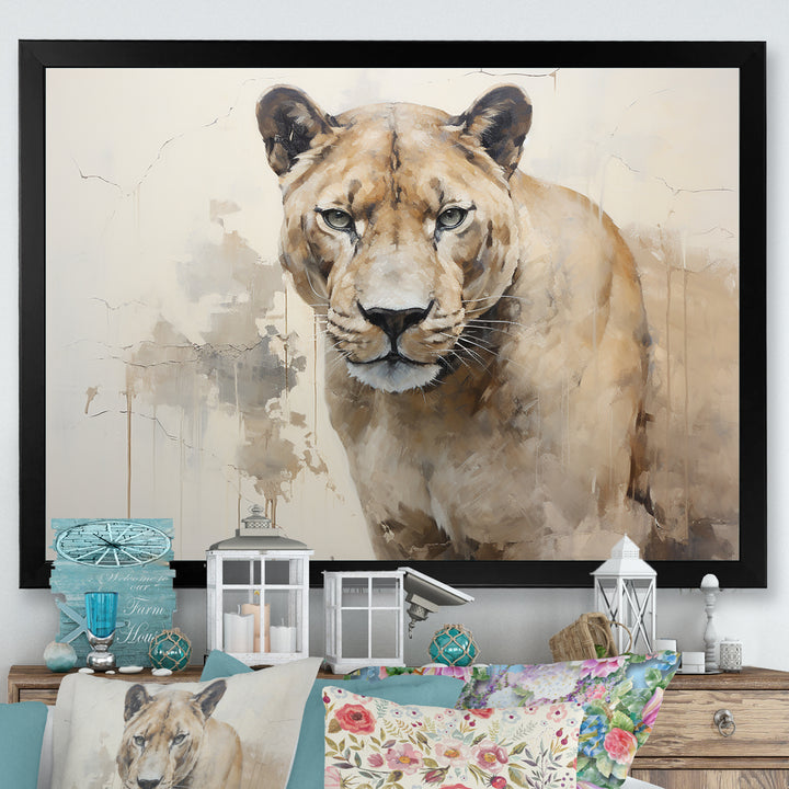 Minimalism Panther Wild Elegance - Panther Framed Canvas Art