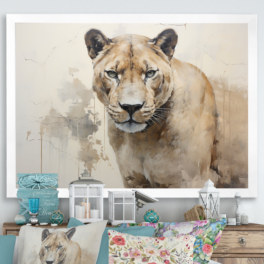Minimalism Panther Wild Elegance - Panther Framed Canvas Art