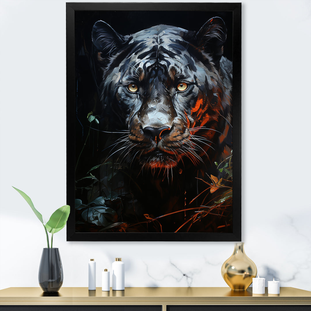 Moonlit Panther Tranquility - Panther Canvas Wall Art