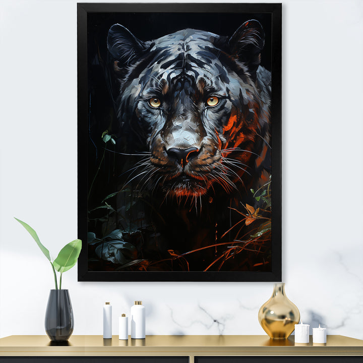 Moonlit Panther Tranquility - Panther Canvas Wall Art