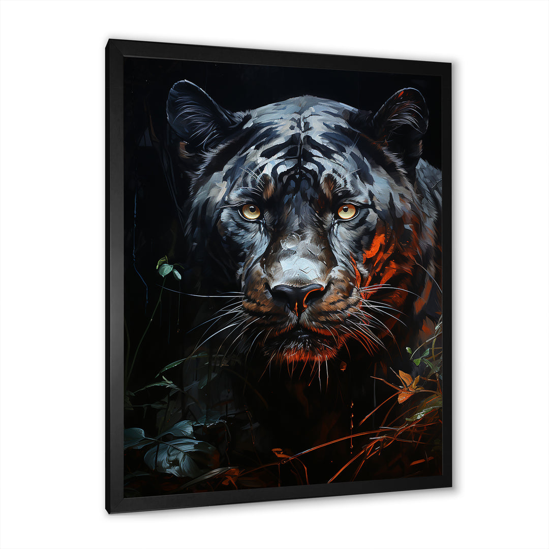 Moonlit Panther Tranquility - Panther Canvas Wall Art