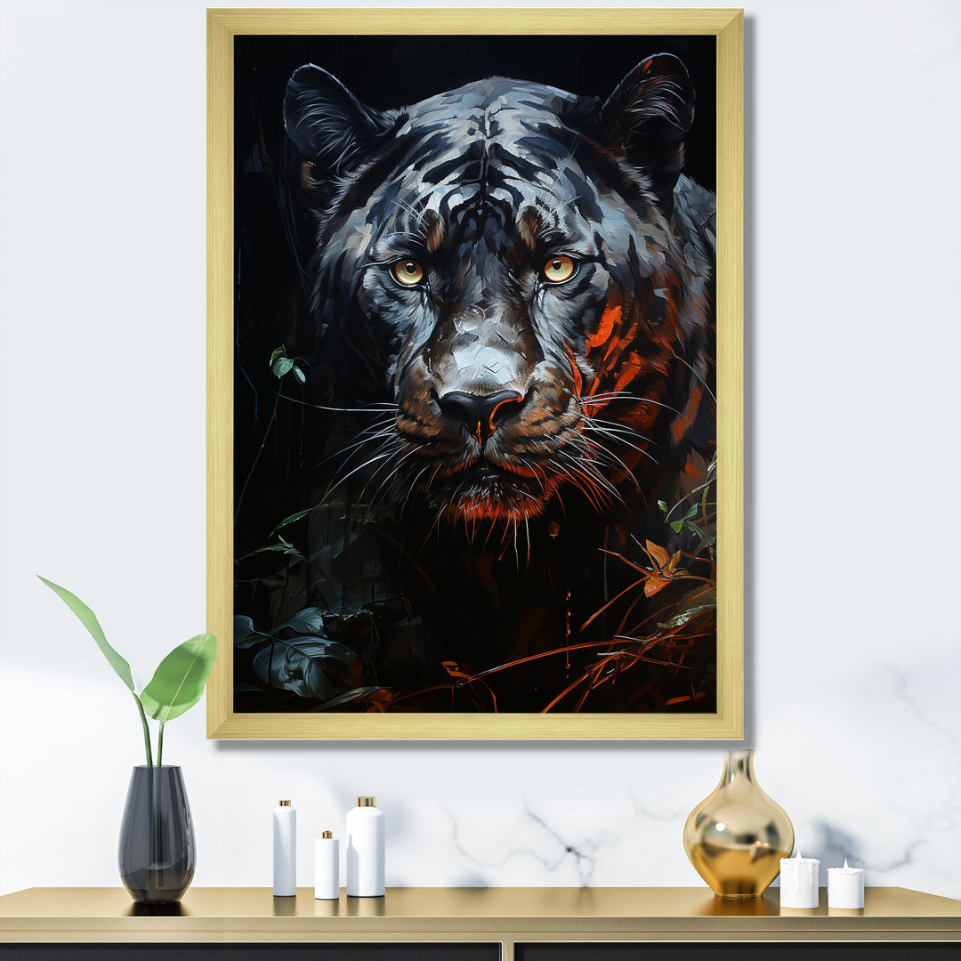 Moonlit Panther Tranquility - Panther Canvas Wall Art