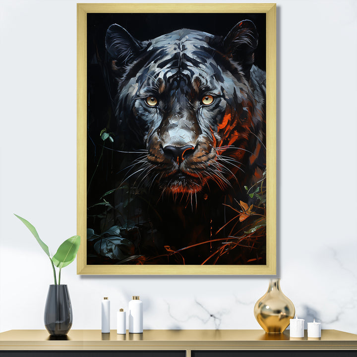 Moonlit Panther Tranquility - Panther Canvas Wall Art