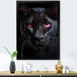 Pink And Black Panther - Panther Framed Canvas Art