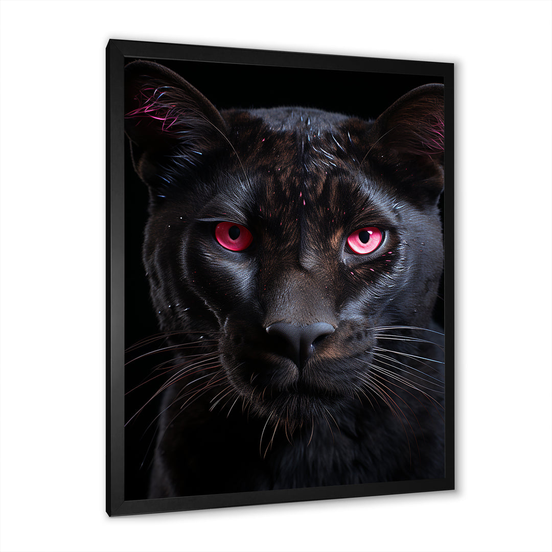 Pink And Black Panther - Panther Framed Canvas Art