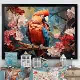 Parrots Harmony In Red - Parrot Framed Canvas Art