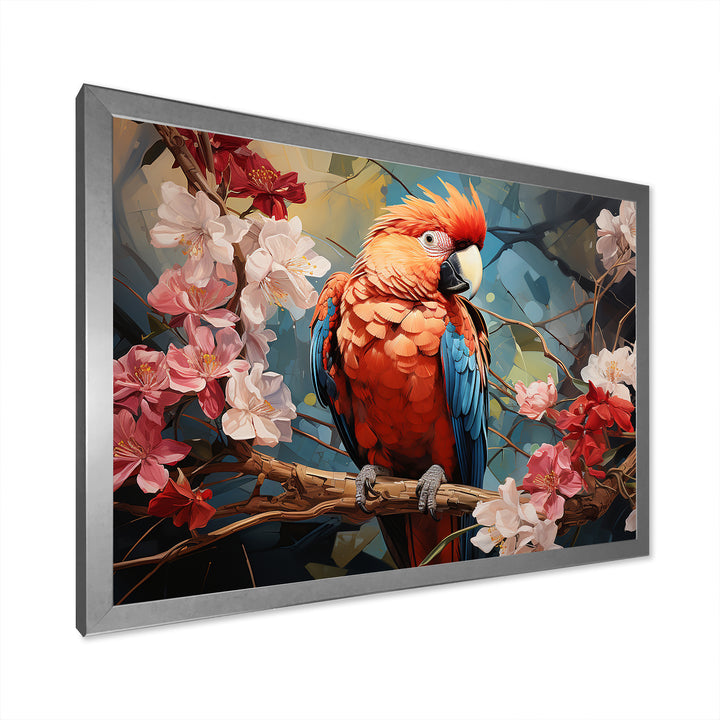 Parrots Harmony In Red - Parrot Framed Canvas Art