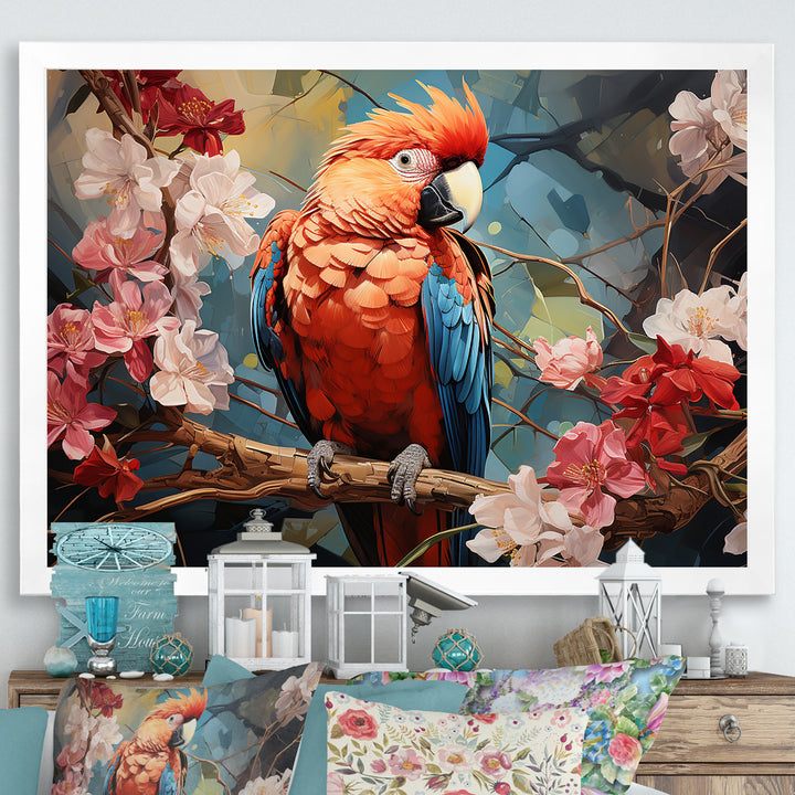 Parrots Harmony In Red - Parrot Framed Canvas Art