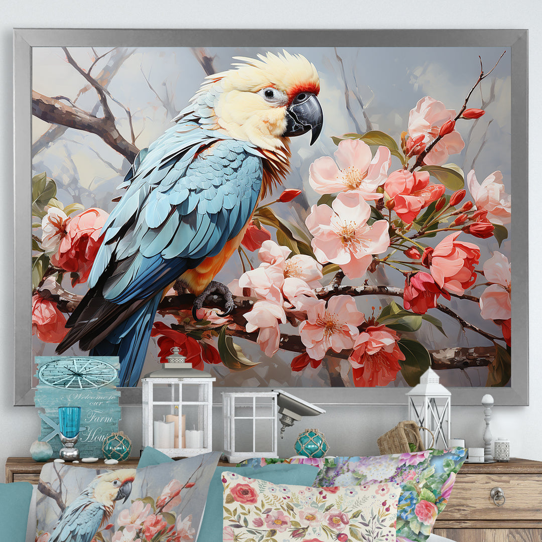 Blue Parrots Exotic Feathered Grace - Parrot Home Decor Art