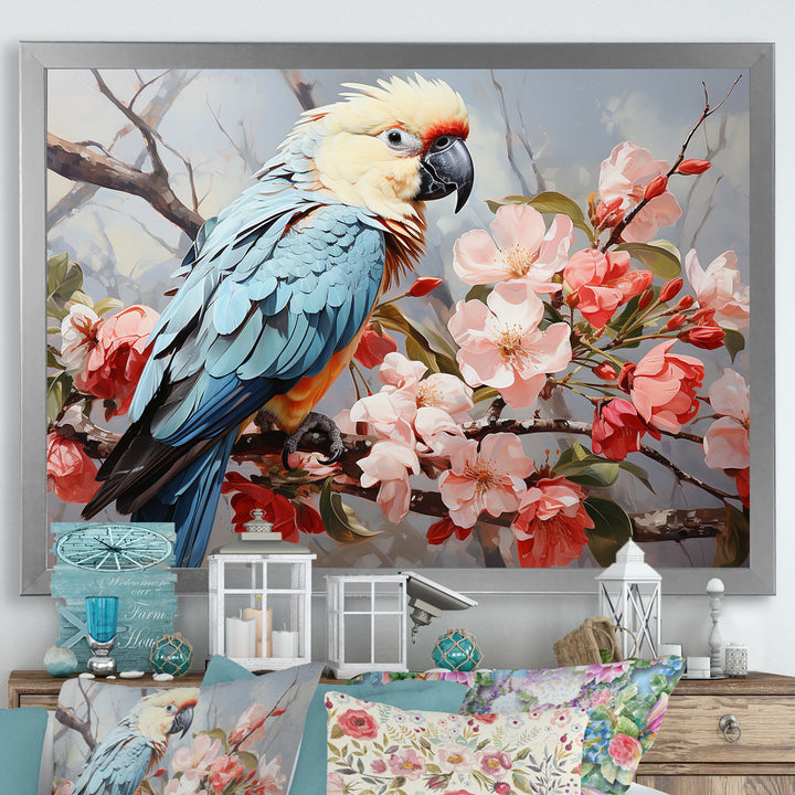 Blue Parrots Exotic Feathered Grace - Parrot Home Decor Art