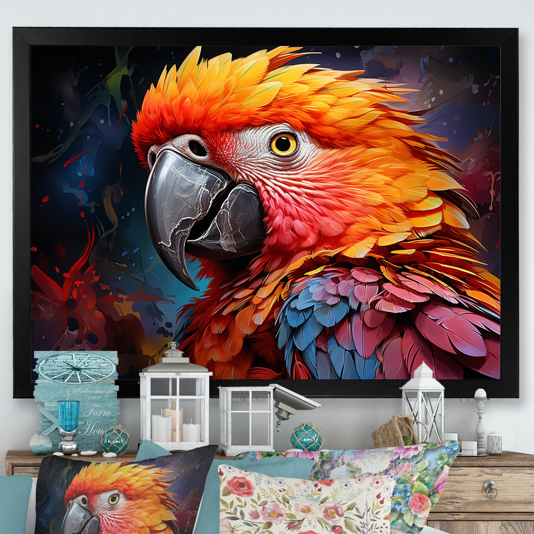 Yellow And Orange Vibrant Parrot Paradox - Parrot Wall Decor