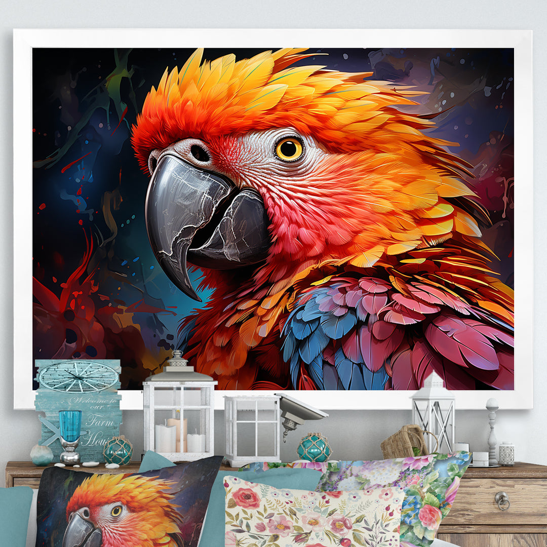 Yellow And Orange Vibrant Parrot Paradox - Parrot Wall Decor