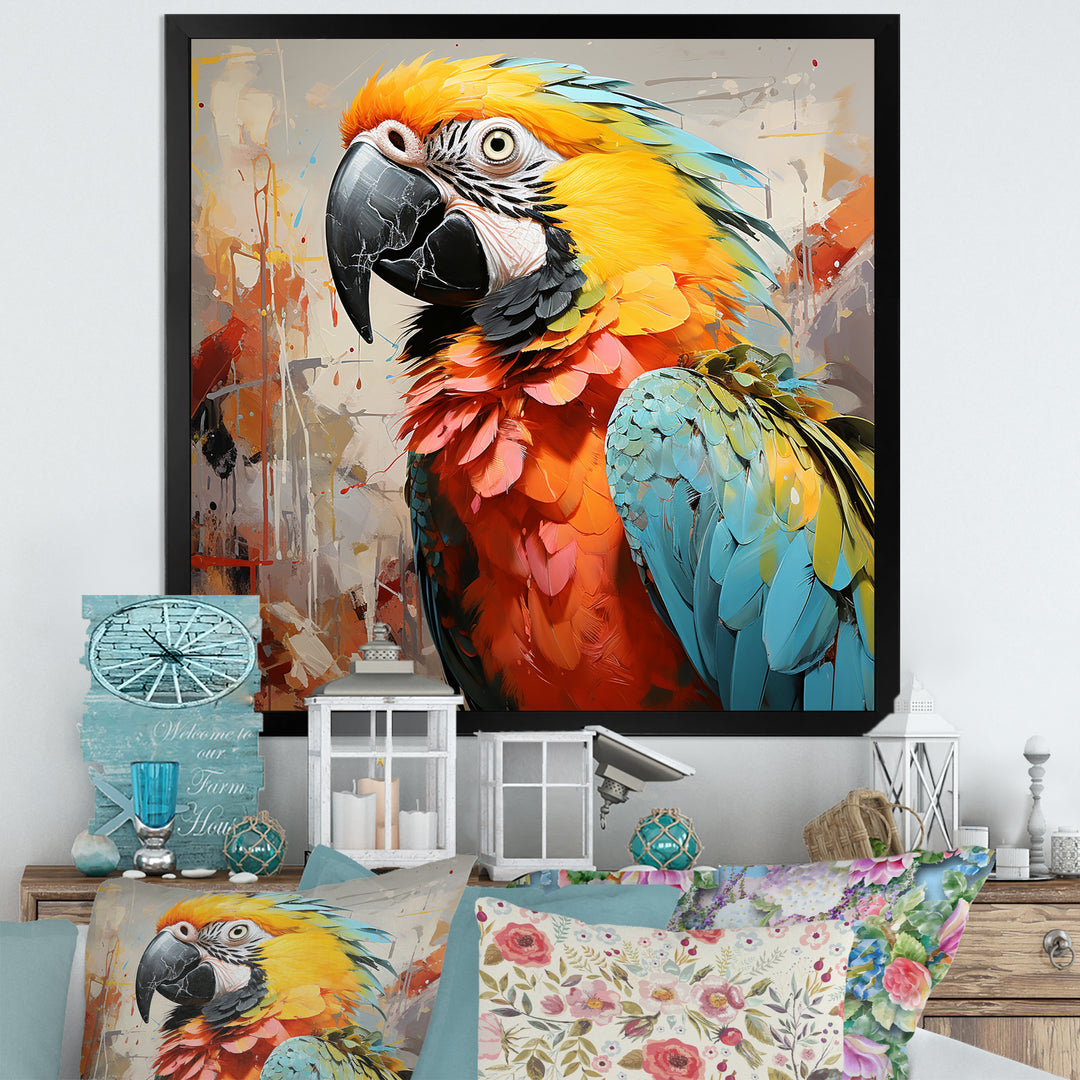 Yellow Parrot Tropical Tempest - Parrot Canvas Wall Art