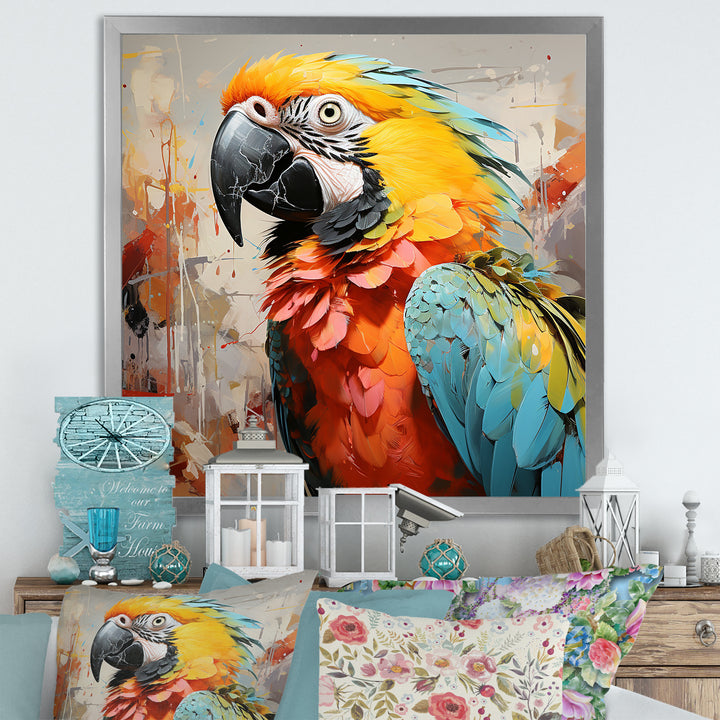 Yellow Parrot Tropical Tempest - Parrot Canvas Wall Art