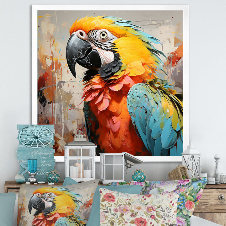 Yellow Parrot Tropical Tempest - Parrot Canvas Wall Art