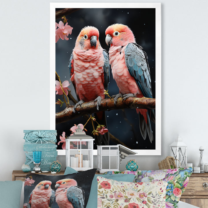 Whimsical Whispers Love Birds - Parrot Living Room Wall Art